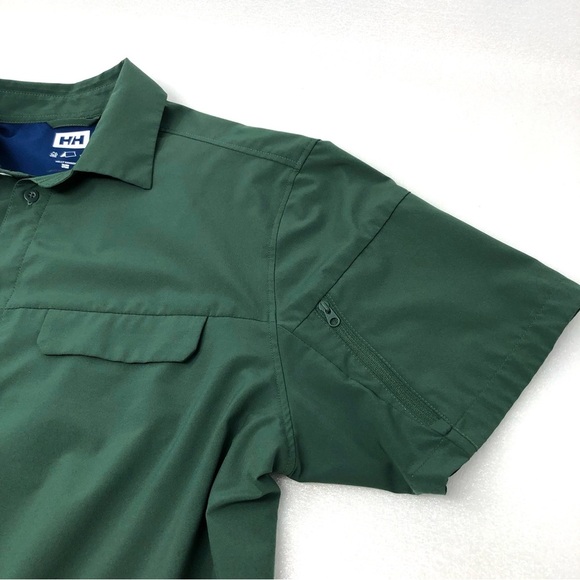 2/$30 HELLY Hansen Shirt Performance Quick Dry Button Down Short Sleeve Large - Picture 9 of 12